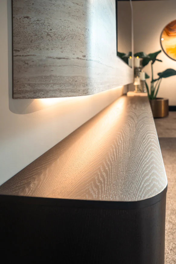 Wandpaneel Travertin Melamine - TV paneel - Afgeronde hoeken - Image 13