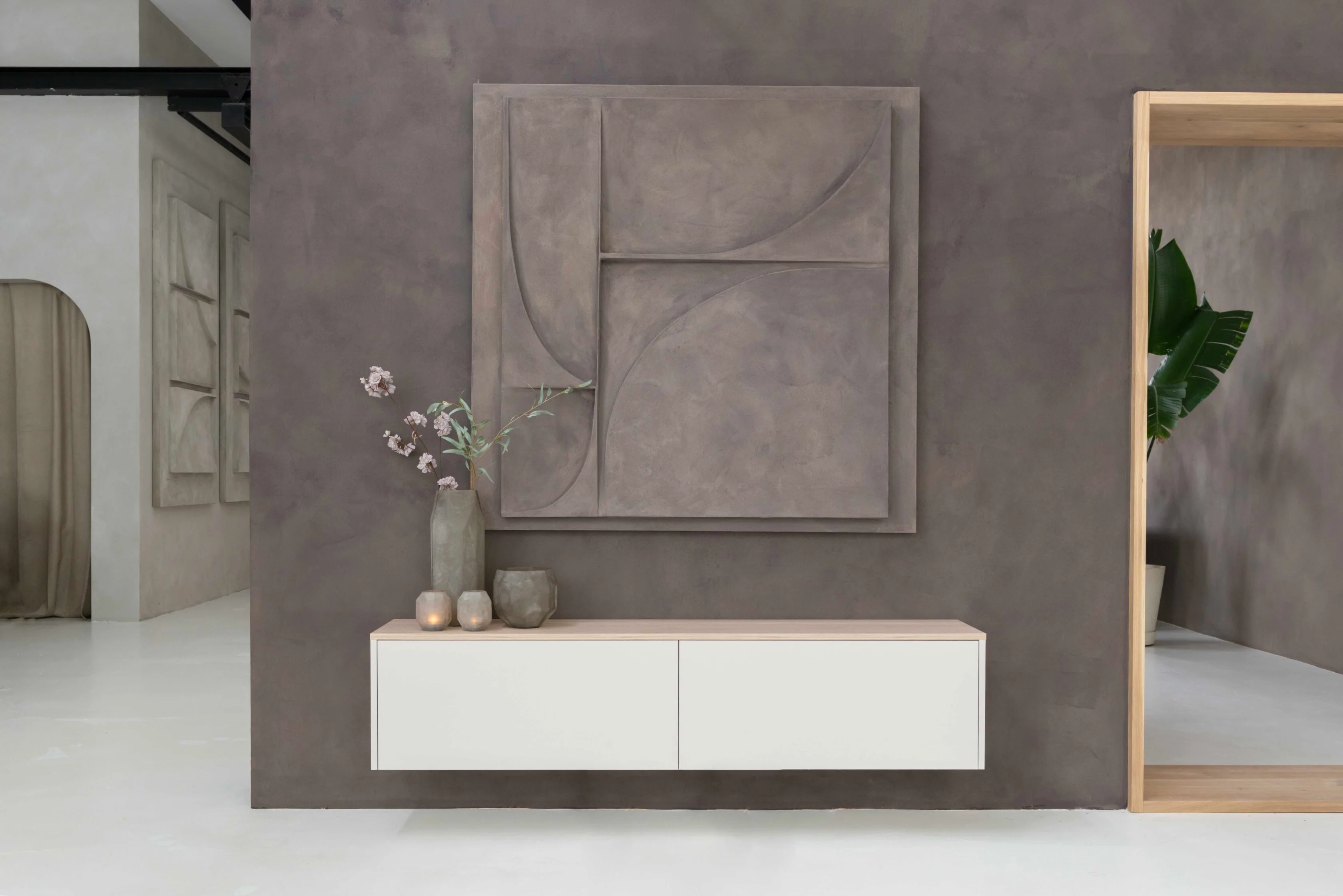 TV-meubel Gregor - Zwevend - Melamine - 2 kleppen - Image 5