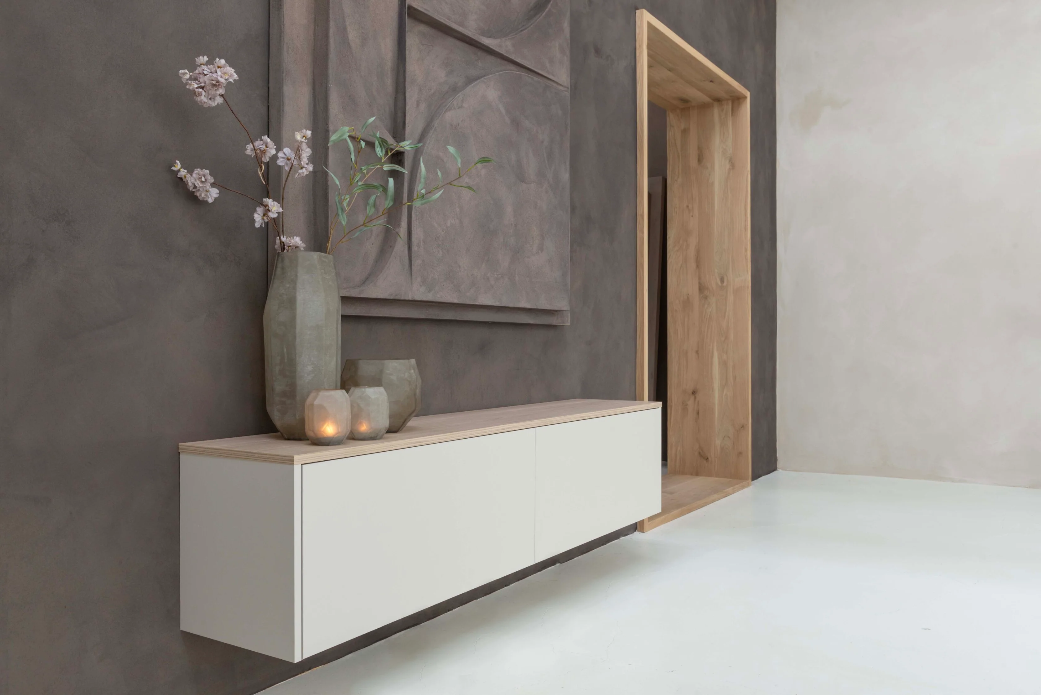TV-meubel Gregor - Zwevend - Melamine - 2 kleppen - Image 6