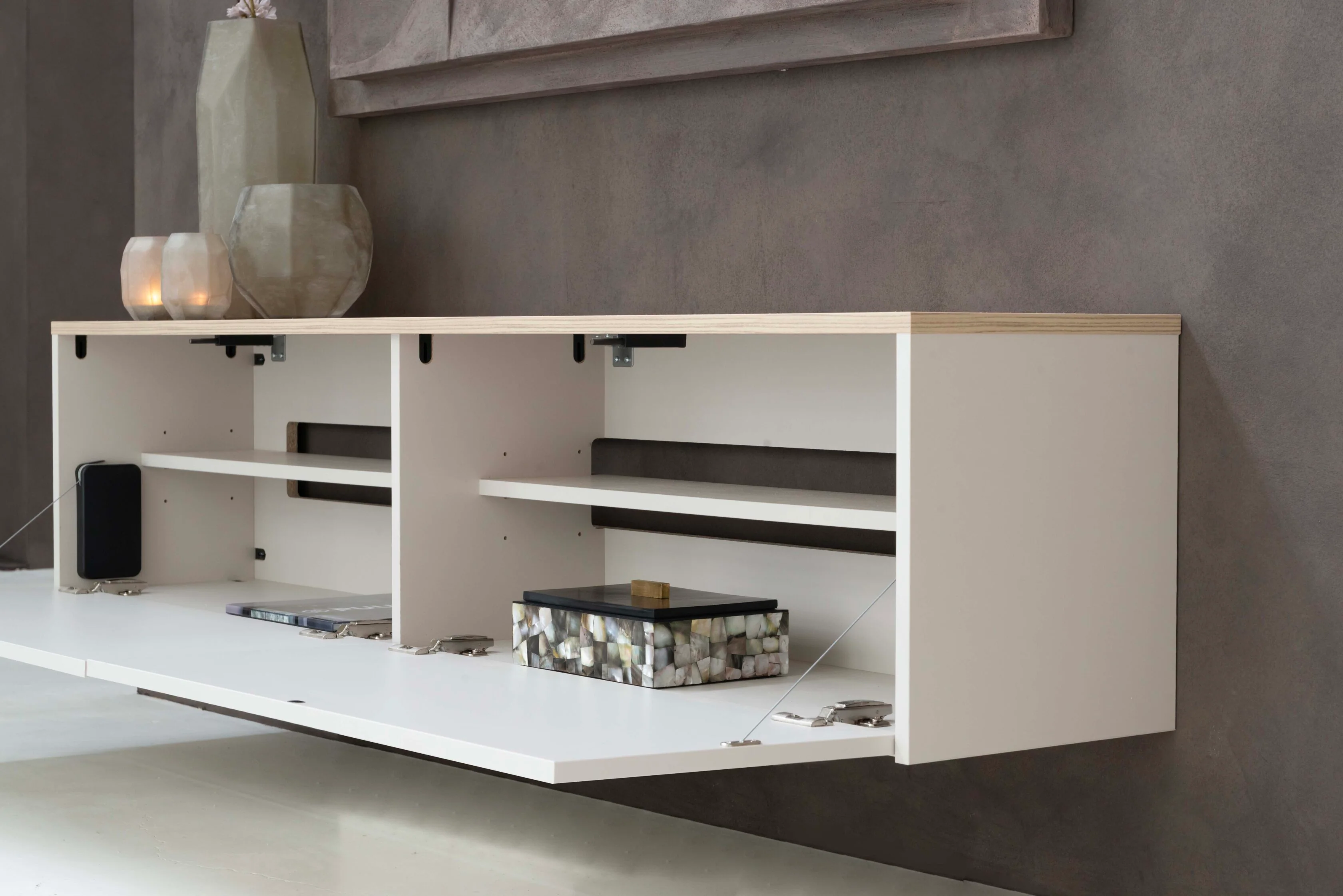 TV-meubel Gregor - Zwevend - Melamine - 2 kleppen - Image 8