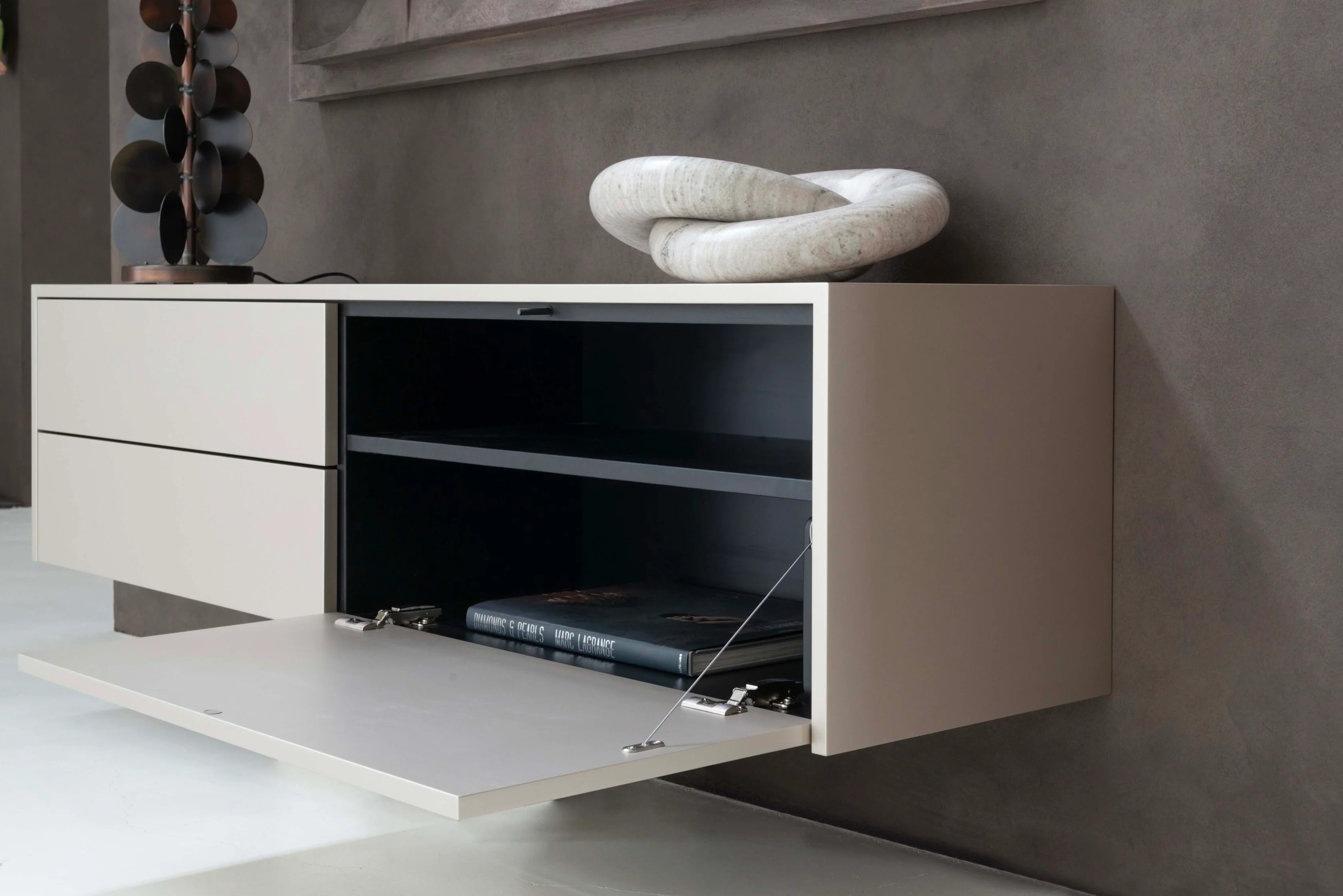 TV-meubel Johnson - Zwevend - MDF - 1 klep - 2 lades - Image 4