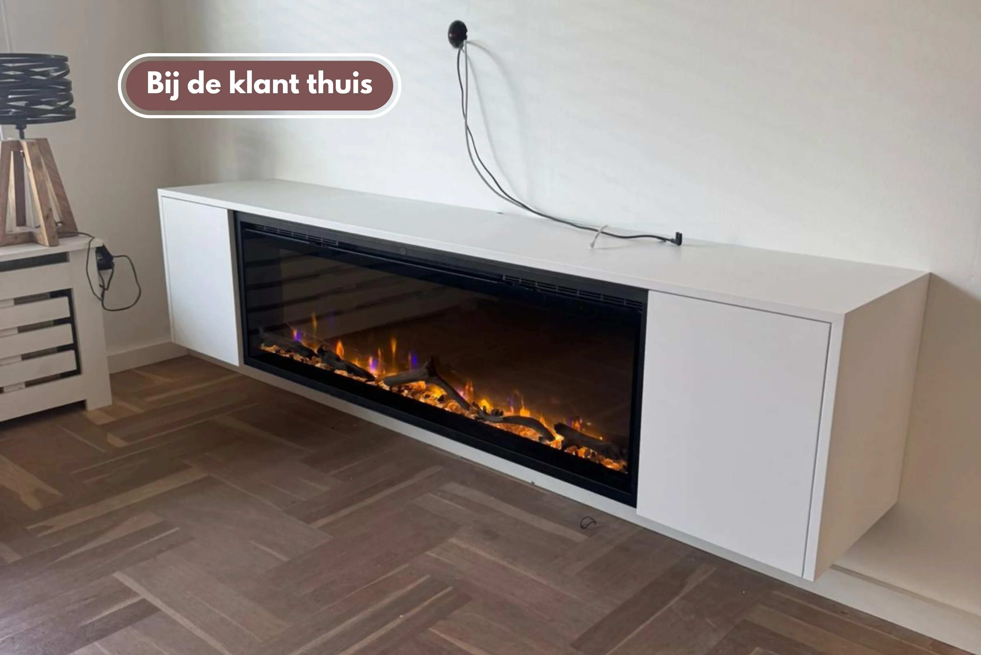 TV-meubel Johnson - Zwevend - MDF - 2 deuren - Elektrische haard - 50 inch - Image 3