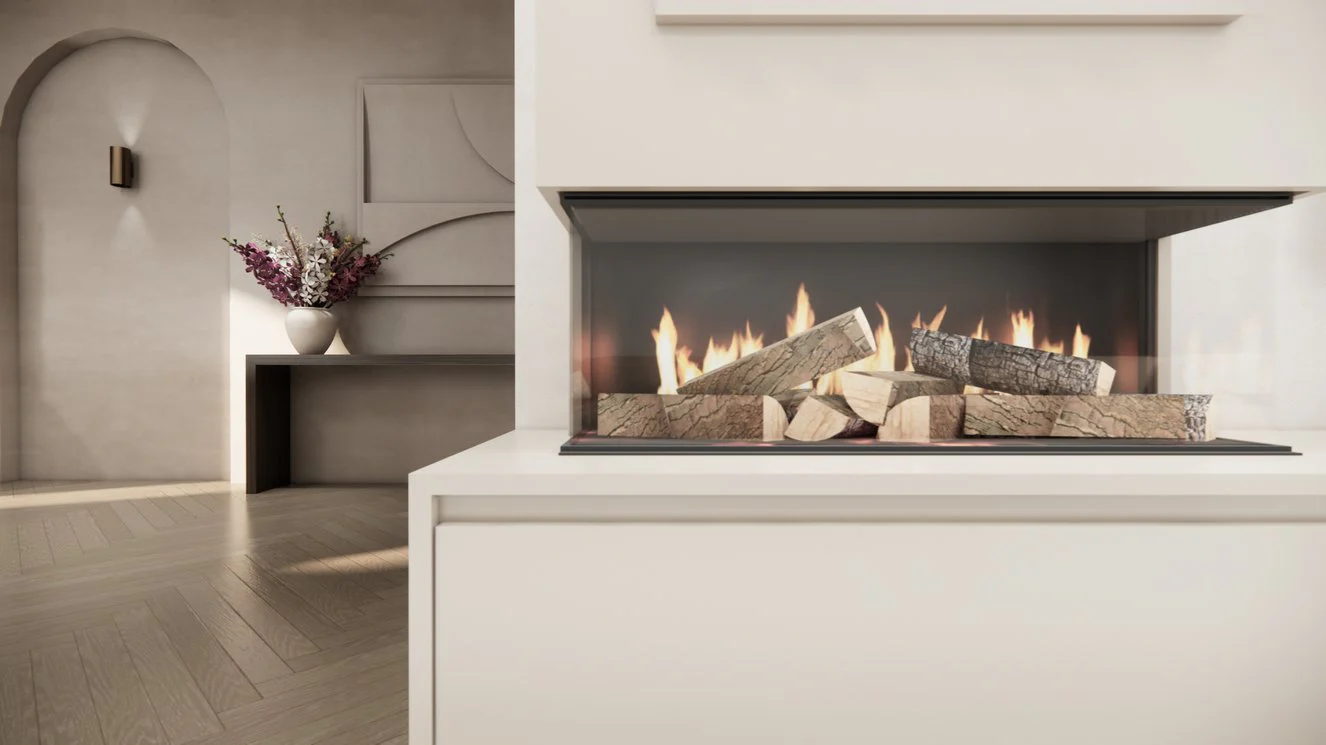 TV-meubel Mason Excellent - Eiken - 3 kleppen - Elektrische haard - Met koof - Image 10