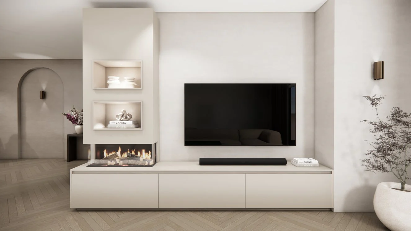 TV-meubel Mason Excellent - Eiken - 3 kleppen - Elektrische haard - Met koof - Image 13