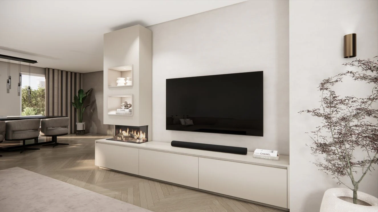 TV-meubel Mason Excellent - Eiken - 3 kleppen - Elektrische haard - Met koof - Image 14