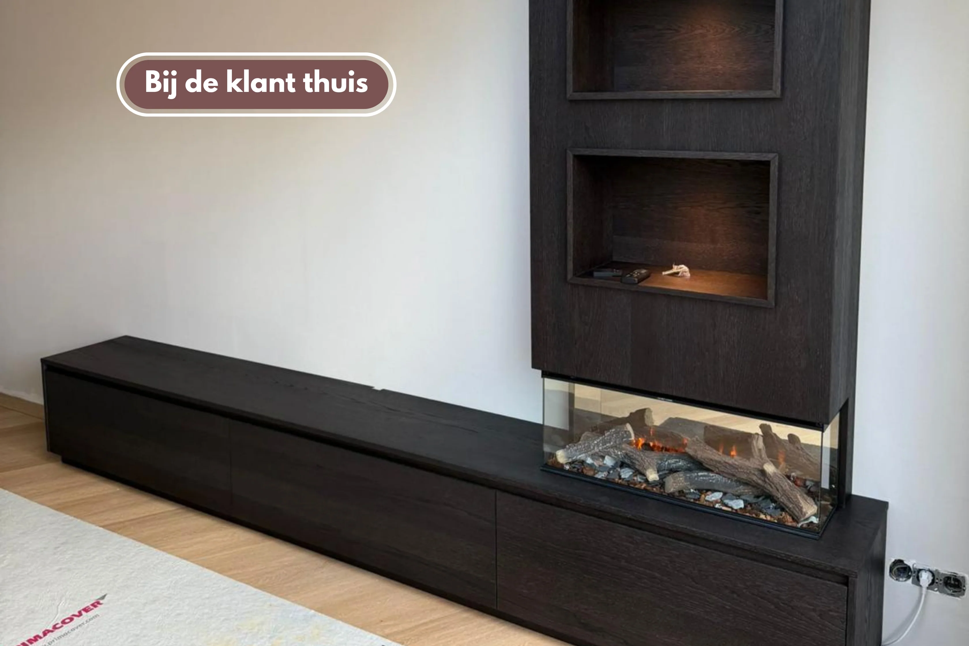 TV-meubel Mason Excellent - Eiken - 3 kleppen - Elektrische haard - Met koof - Image 3