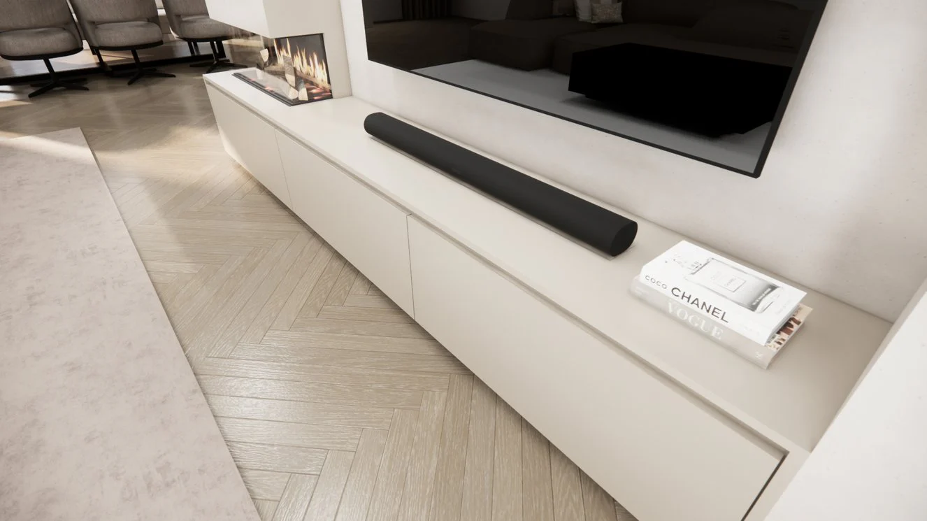 TV-meubel Mason Excellent - Eiken - 3 kleppen - Elektrische haard - Met koof - Image 9