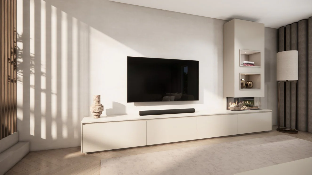 TV-meubel Mason Excellent - Eiken - 4 kleppen - Elektrische haard - Met koof - Image 10
