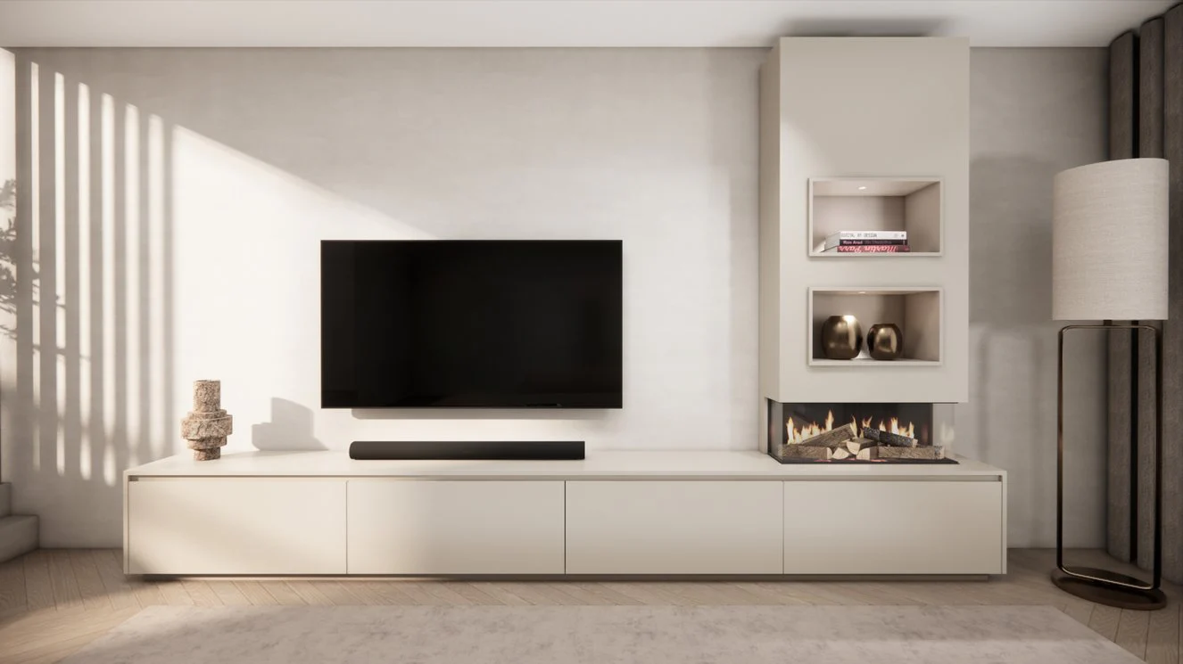 TV-meubel Mason Excellent - Eiken - 4 kleppen - Elektrische haard - Met koof - Image 11