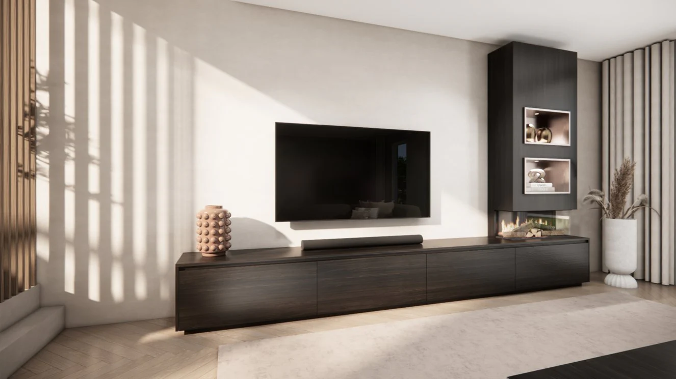 TV-meubel Mason Excellent - Eiken - 4 kleppen - Elektrische haard - Met koof - Image 14