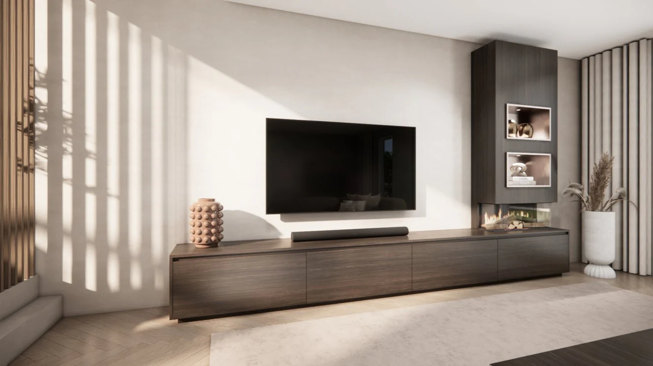 TV-meubel Mason Excellent - Eiken - 4 kleppen - Elektrische haard - Met koof - Image 17