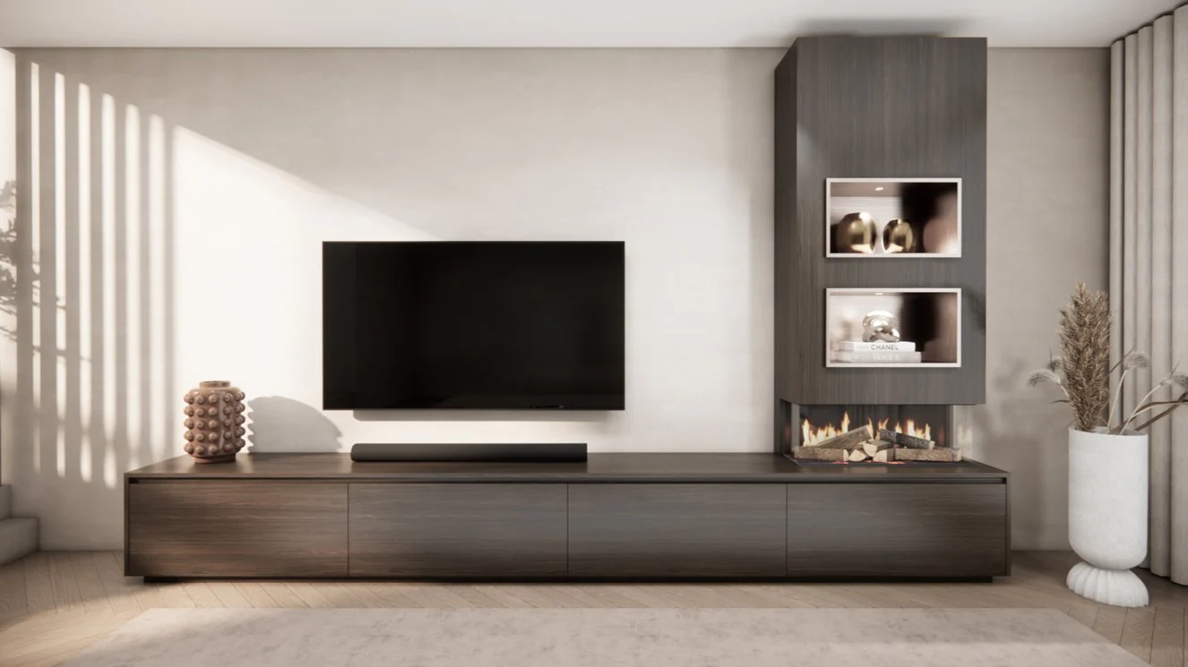TV-meubel Mason Excellent - Eiken - 4 kleppen - Elektrische haard - Met koof - Image 18