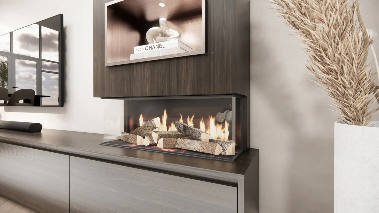 TV-meubel Mason Excellent - Eiken - 4 kleppen - Elektrische haard - Met koof - Image 19