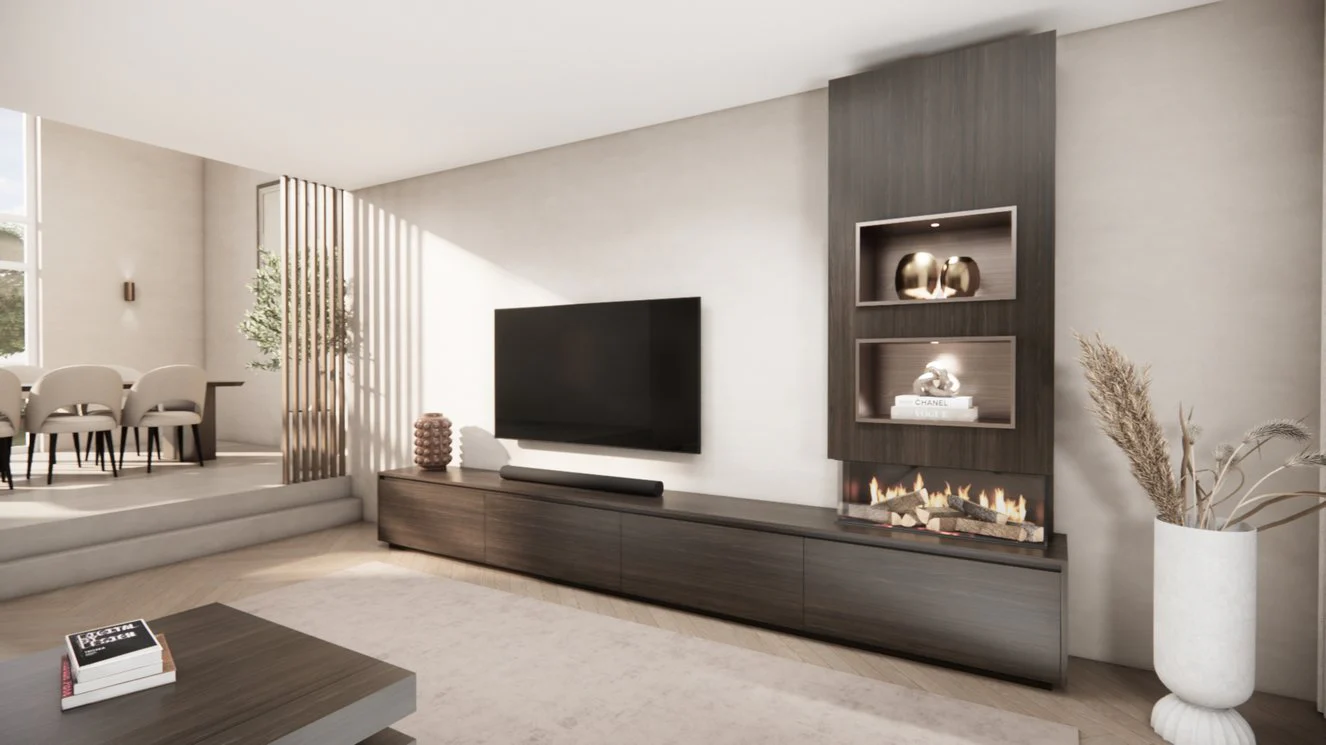 TV-meubel Mason Excellent - Eiken - 4 kleppen - Elektrische haard - Met koof - Image 20