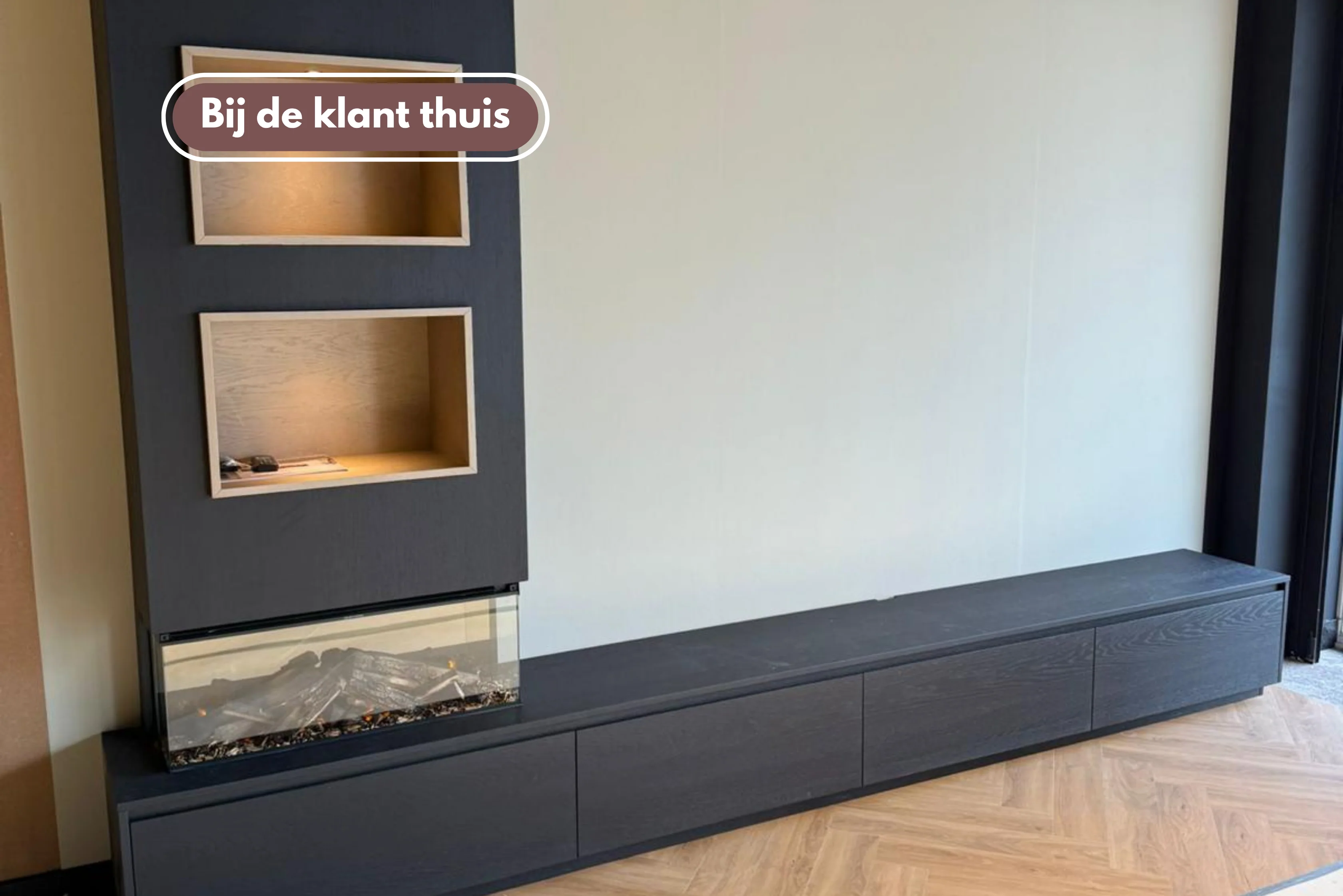TV-meubel Mason Excellent - Eiken - 4 kleppen - Elektrische haard - Met koof - Image 3