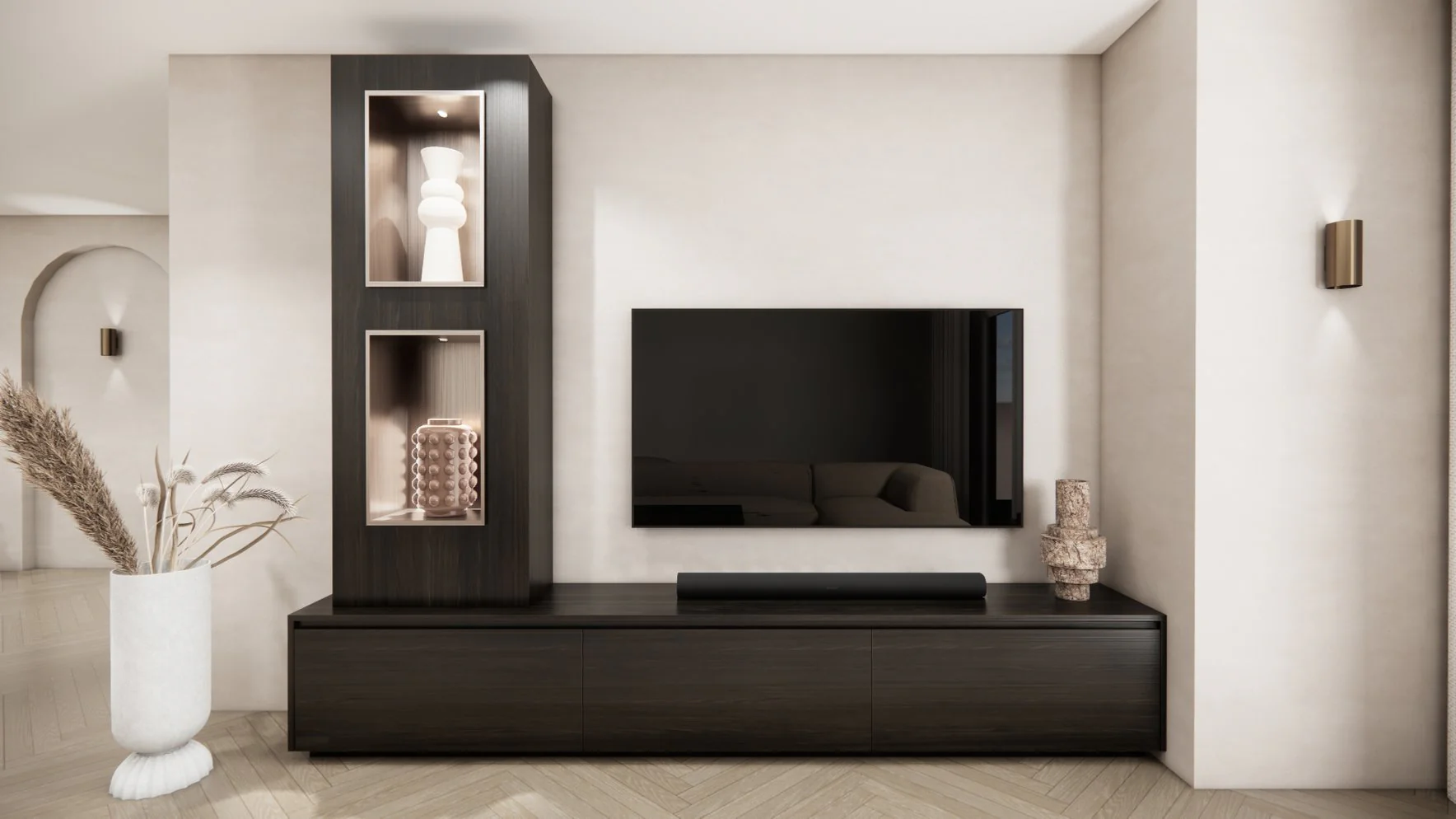 Tv meubel Mason Grand - Eiken - 3 kleppen - Chimney