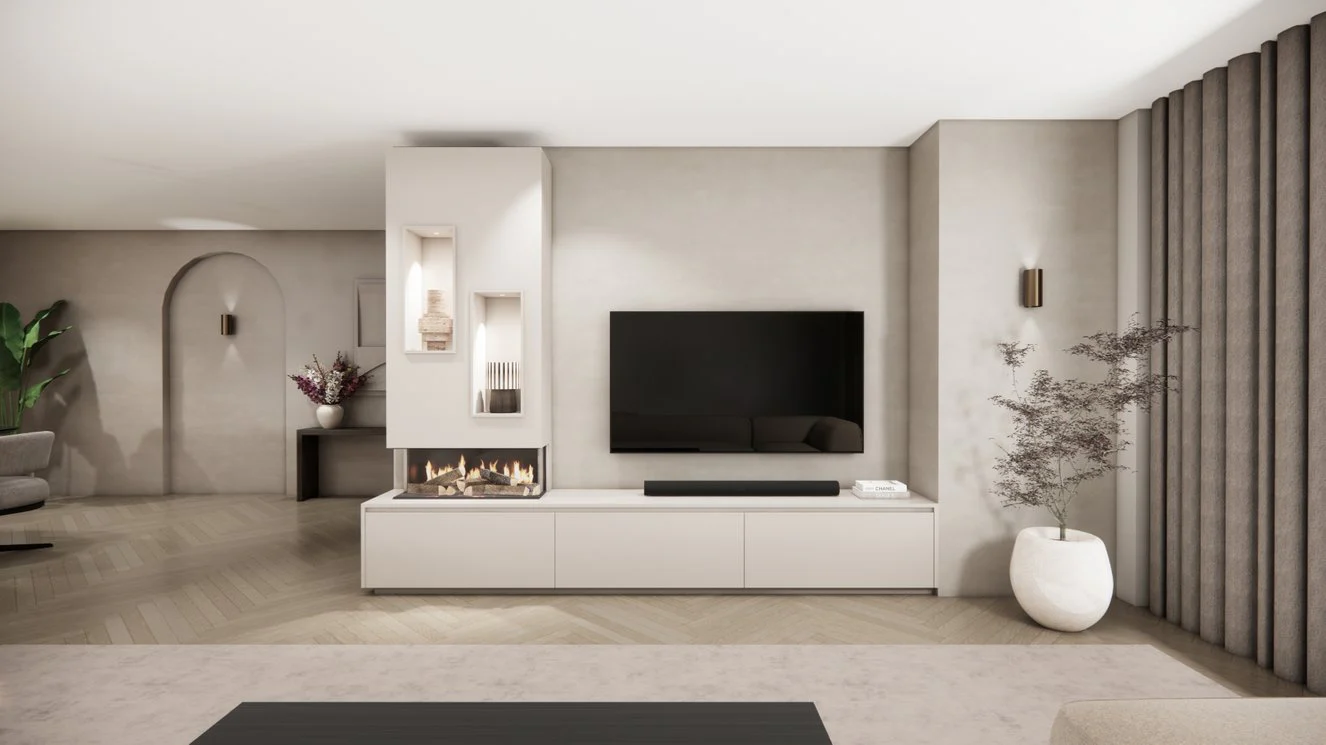 TV-meubel Mason Majestic - Eiken - 3 kleppen - Elektrische haard - Met koof - Image 12