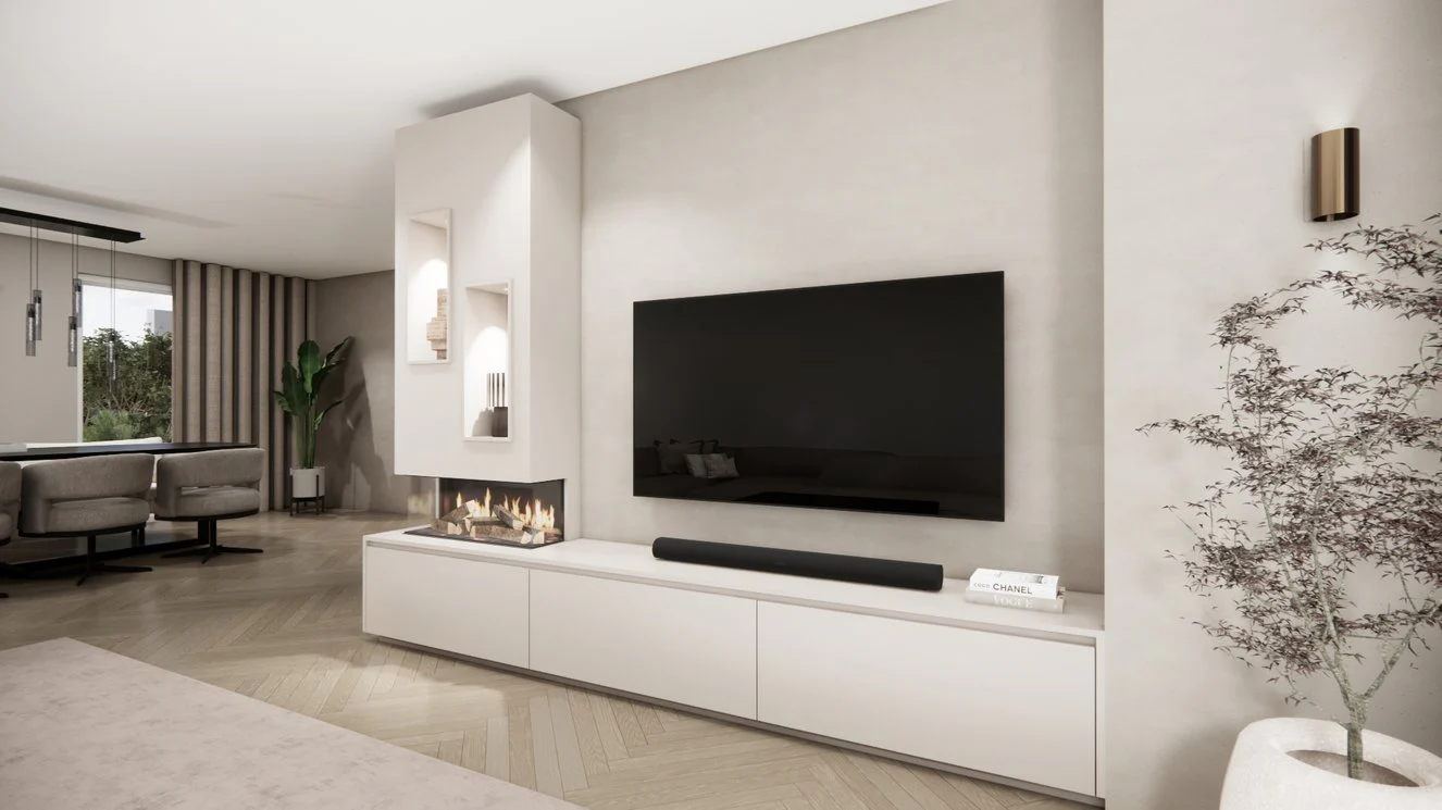 TV-meubel Mason Majestic - Eiken - 3 kleppen - Elektrische haard - Met koof - Image 13