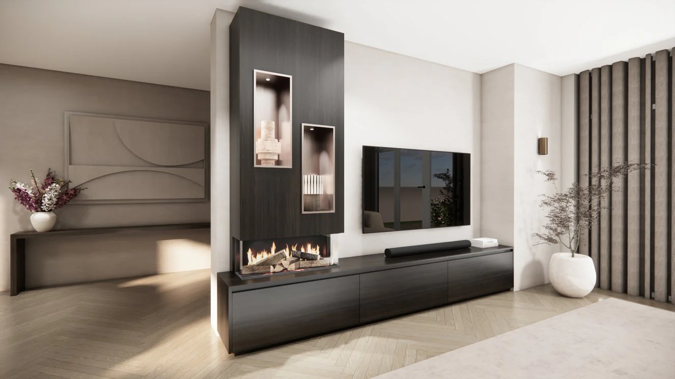 TV-meubel Mason Majestic - Eiken - 3 kleppen - Elektrische haard - Met koof - Image 6