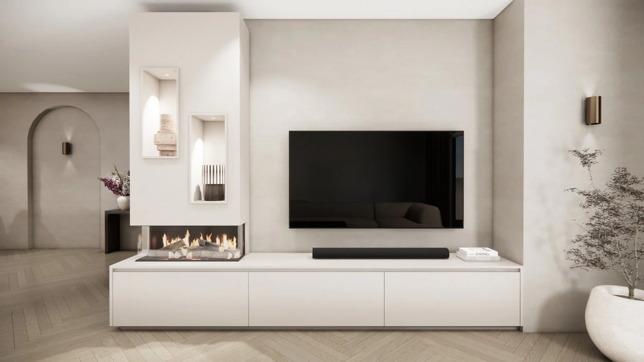 TV-meubel Mason Majestic - Eiken - 3 kleppen - Elektrische haard - Met koof - Image 7