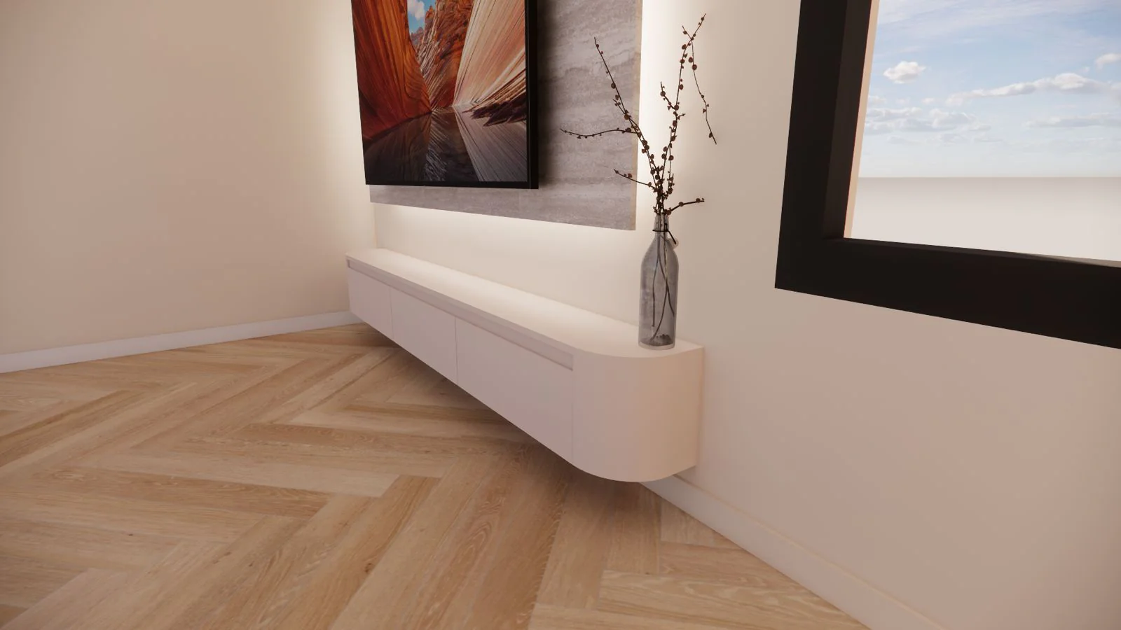 TV-meubel Runa - Zwevend - MDF - 3 kleppen - Image 4