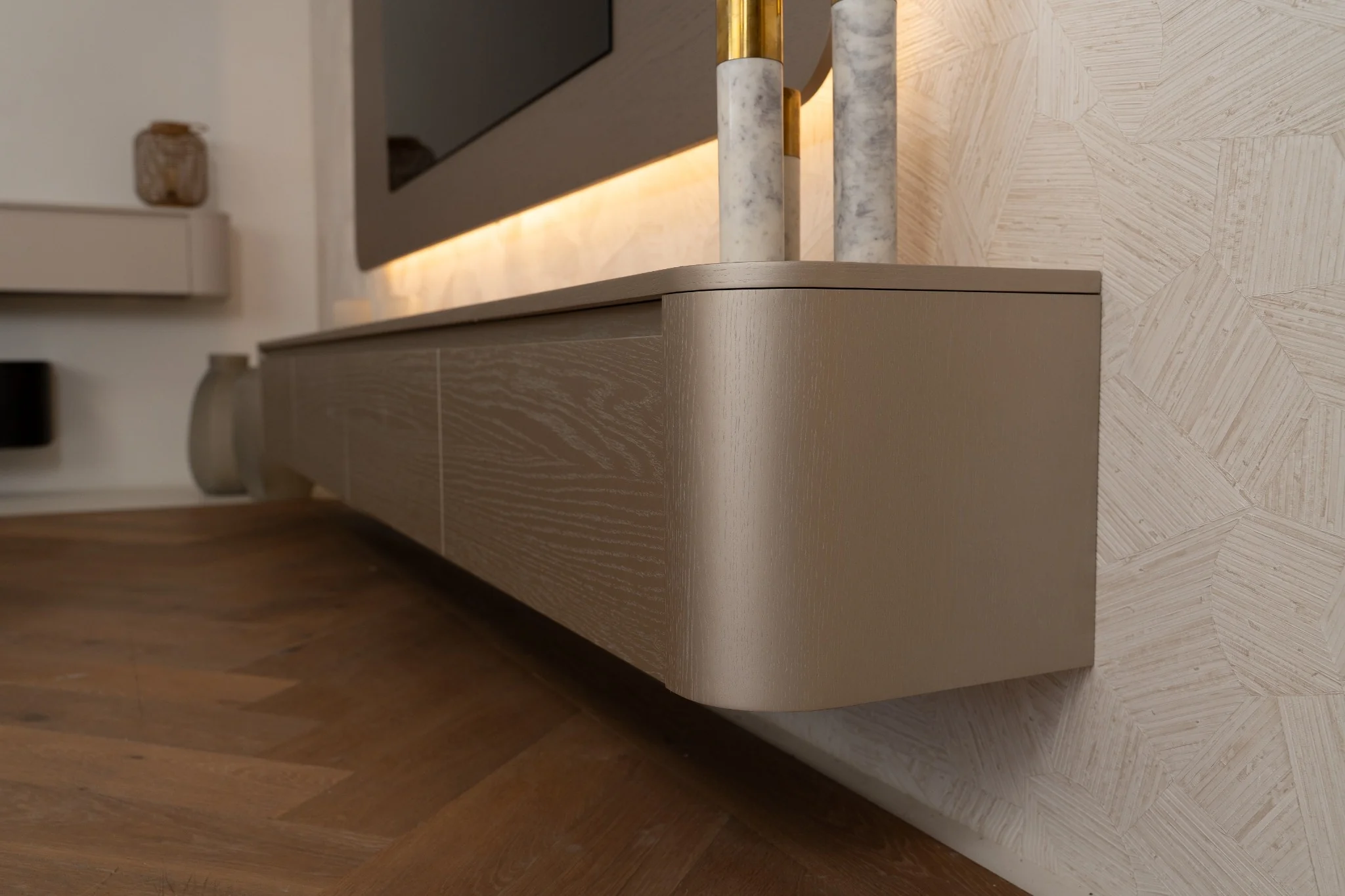 Tv-meubel set - Runa - Zwevend - Eiken - 4 Kleppen - Image 4