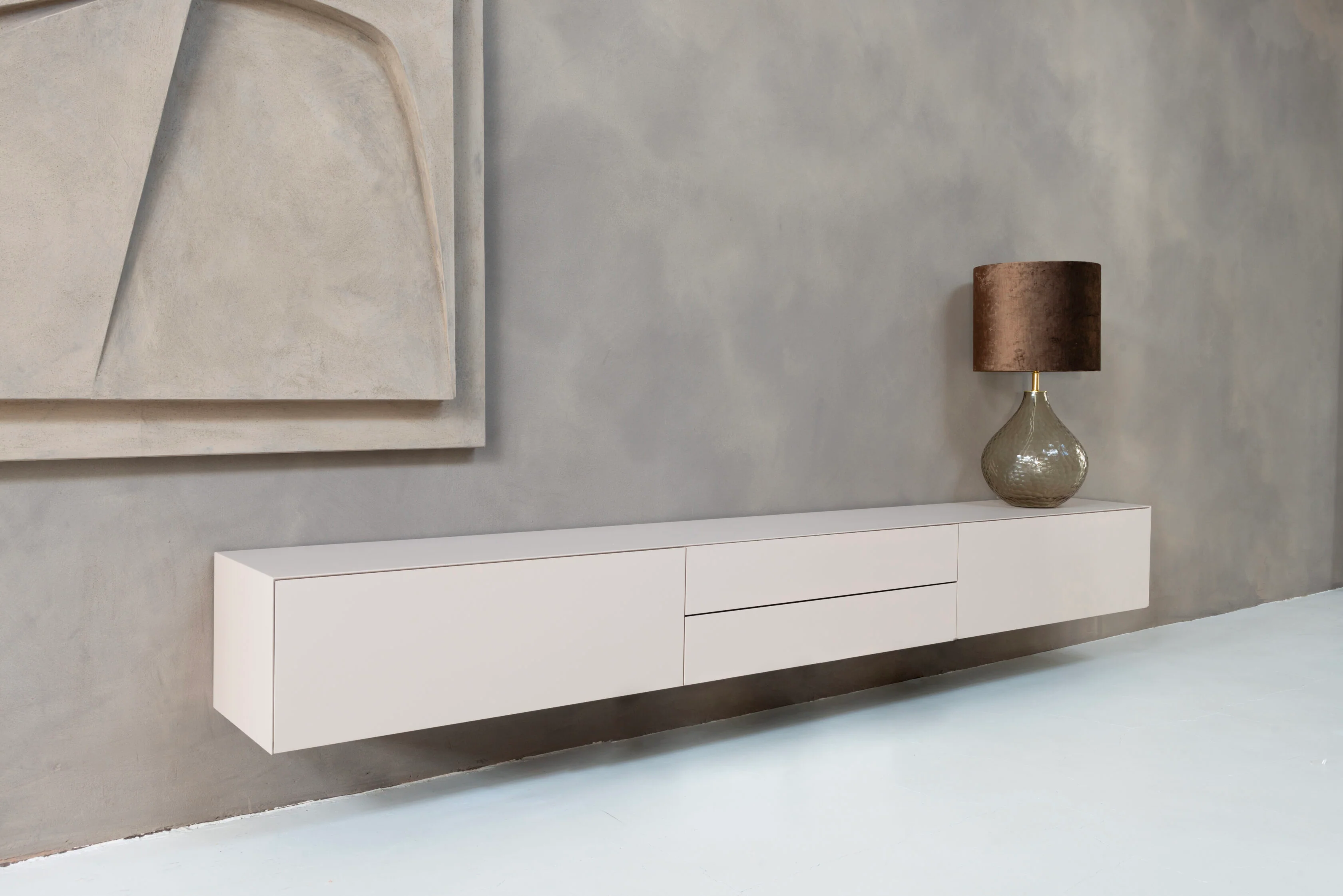 TV-meubel Zyan - Zwevend - MDF - 2 kleppen - 2 lades - Image 4