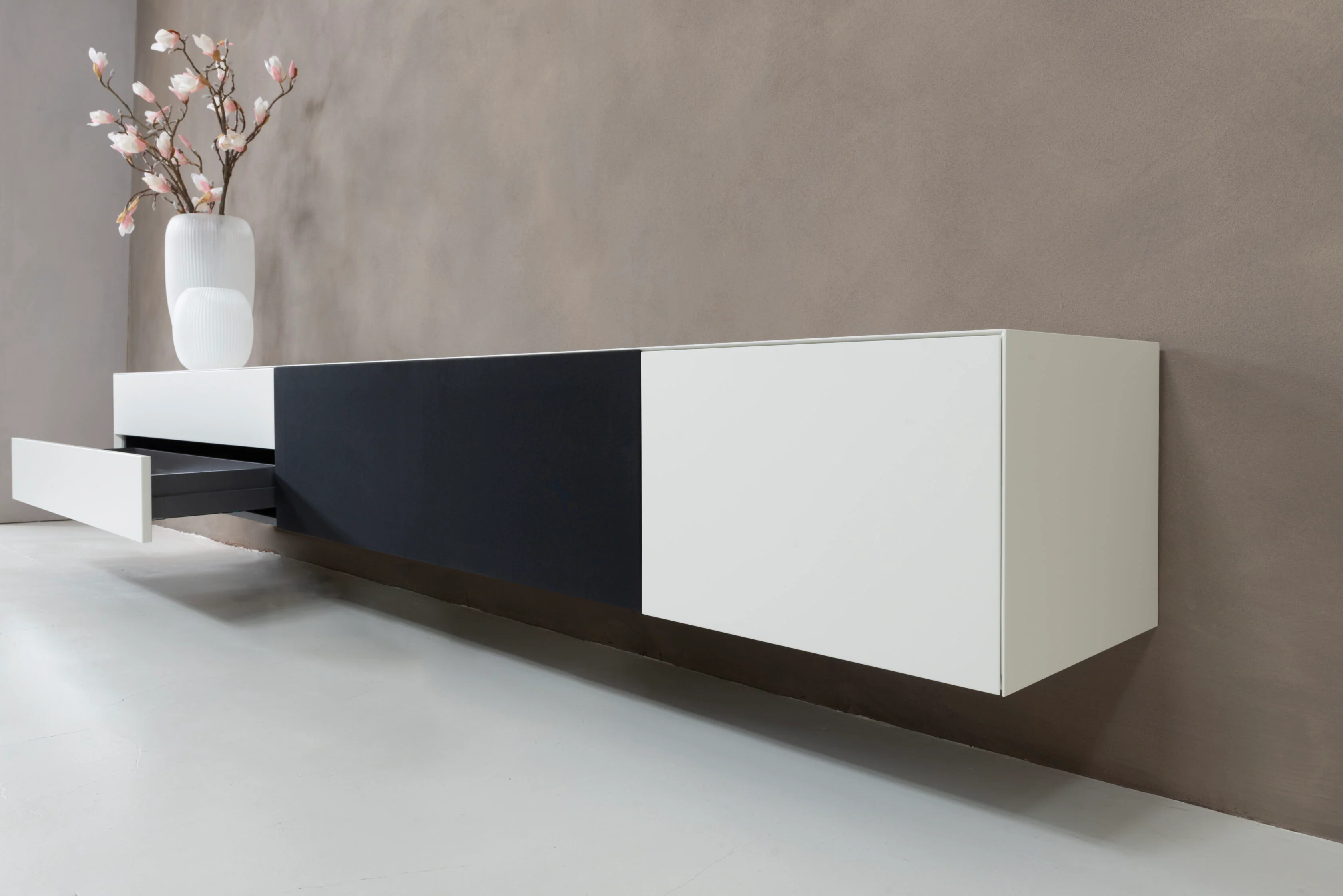 TV-meubel Zyan - Zwevend - MDF - 3 kleppen - 2 lades - Image 7